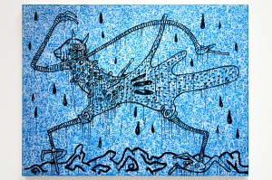 Haring Walking in the rain