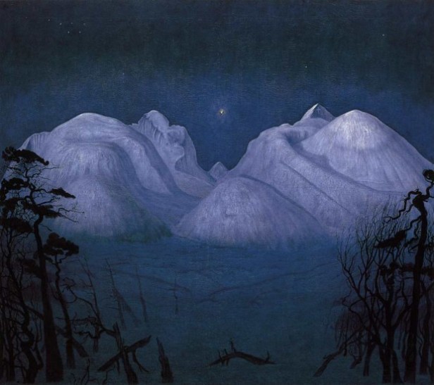 harald sohlberg winter night in the mountains